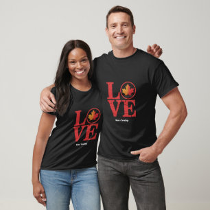 Canada Day Maple Leaf Love Flag Vintage Cool Pride T-Shirt