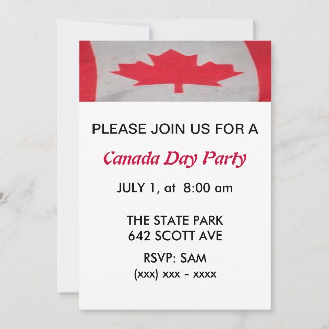 Canada Day Party Invitation (Front)