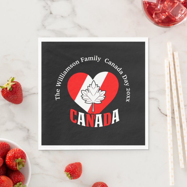 Canada Day Party  Settings Personalise Name Year Napkin (Insitu)