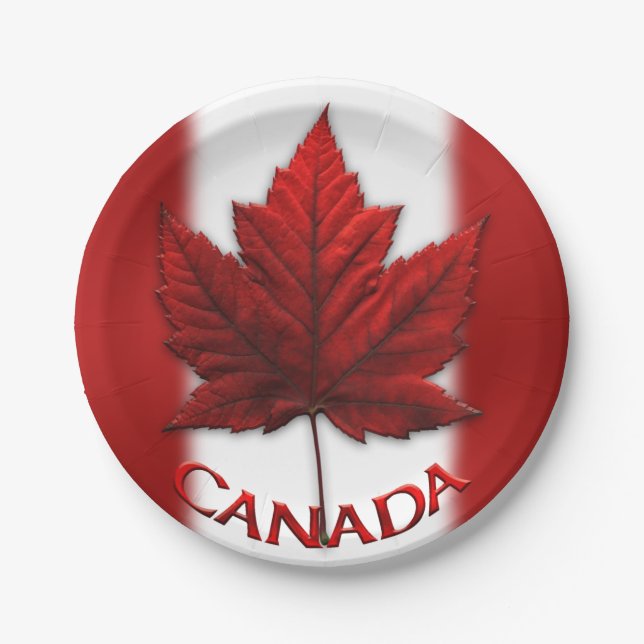 Canada Day Plates Canada Maple Leaf Paper Plates (Front)
