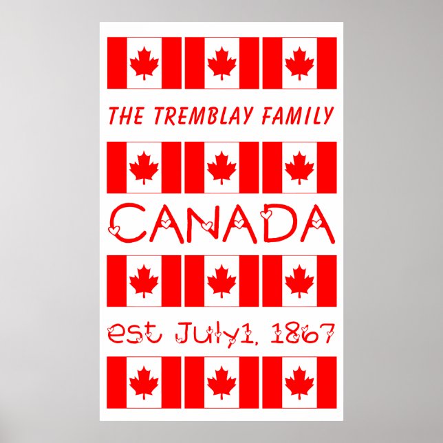Canada Day Red Maple Leaf Pattern Canadian Flag Poster (Front)