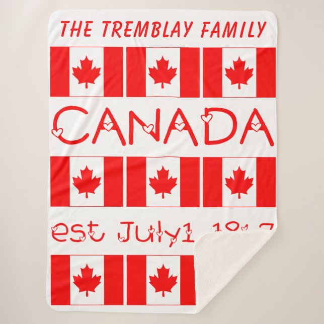 Canada Day Red Maple Leaf Pattern Canadian Flag Sherpa Blanket (Front)