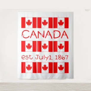 Canada Day Red Maple Leaf Pattern Canadian Flag Tapestry