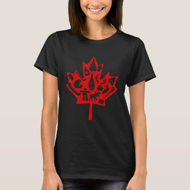 Canada Day Red Maple Leaf Travel Canadian Fan   T-Shirt (Front)