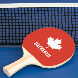 Canada Day Red White Canadian Flag Maple Leaf Name Ping Pong Paddle