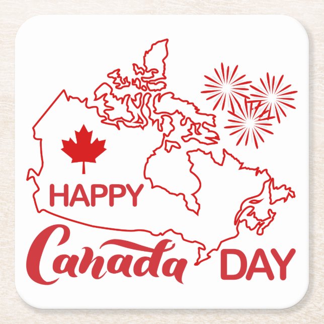 Canada Day Square Paper Coaster (Front)