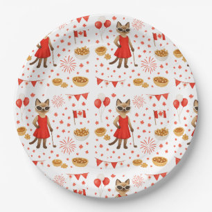 Canada Day themed for golfer who love cats Paper Plate