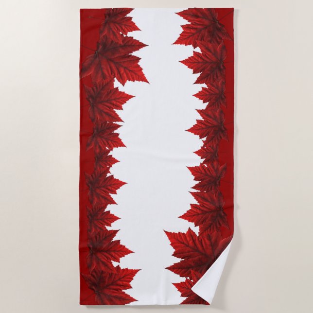 Canada Day Towel Canadian Maple Leaf Beach Towel  (Front)