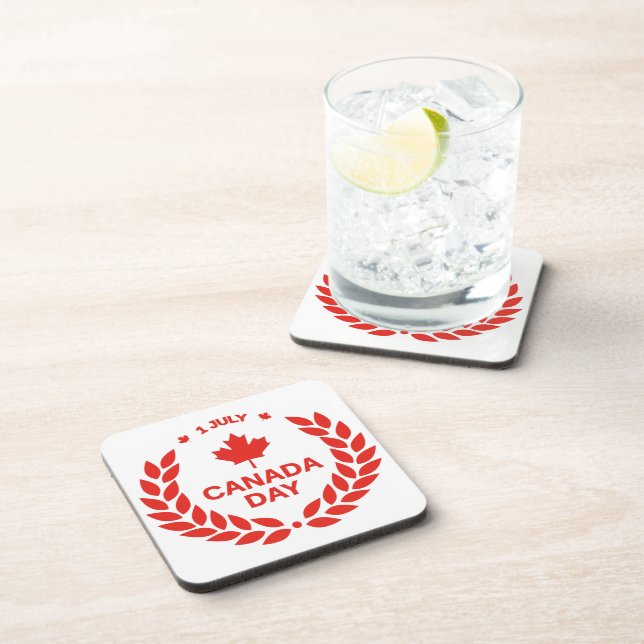 Canada Day Wreath Cork-Backed Coasters (Right Side)