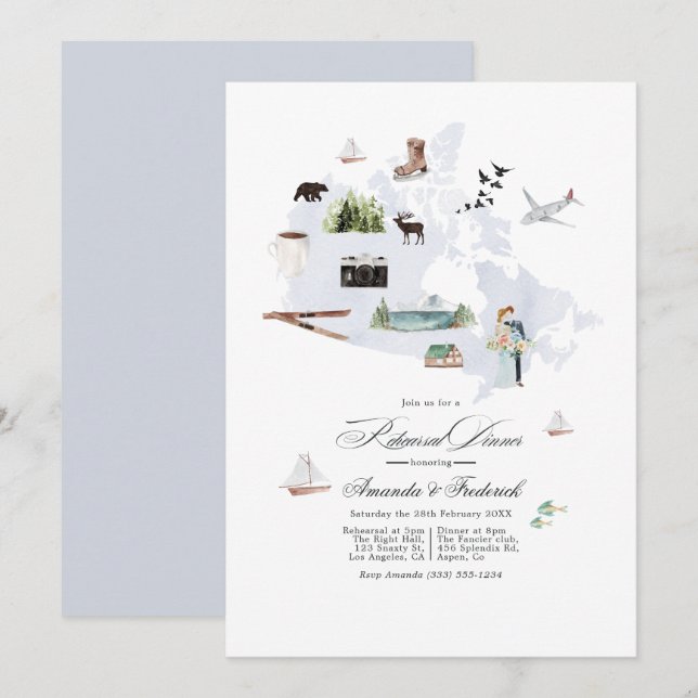 Canada Destination Wedding Rehearsal Dinner Invitation (Front/Back)