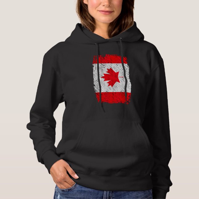 Canada Distressed Maple Leaf Canadian Flag Citizen Hoodie (Front)