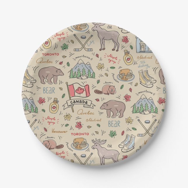 Canada Doodles Paper Plate (Front)