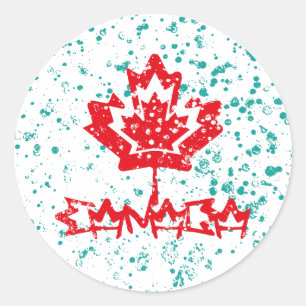 CANADA double RAIN EARTH MAPLE BY MASANSER PIXELAT Classic Round Sticker