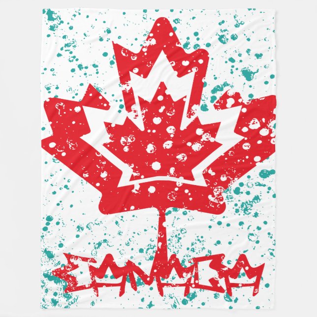 CANADA double RAIN EARTH MAPLE BY MASANSER PIXELAT Fleece Blanket (Front)