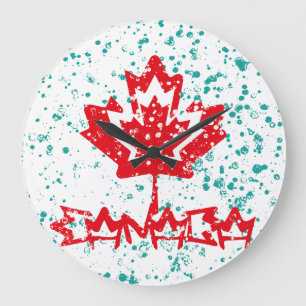CANADA double RAIN EARTH MAPLE BY MASANSER PIXELAT Large Clock