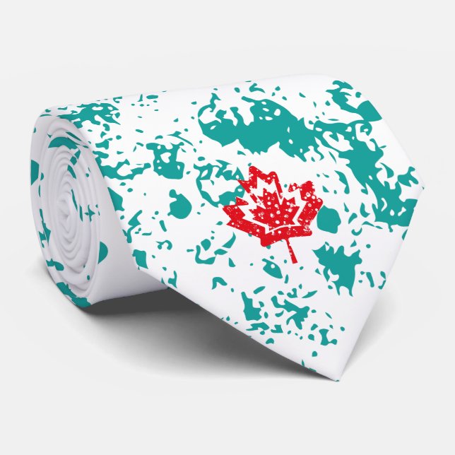 CANADA double RAIN EARTH MAPLE BY MASANSER PIXELAT Tie (Rolled)