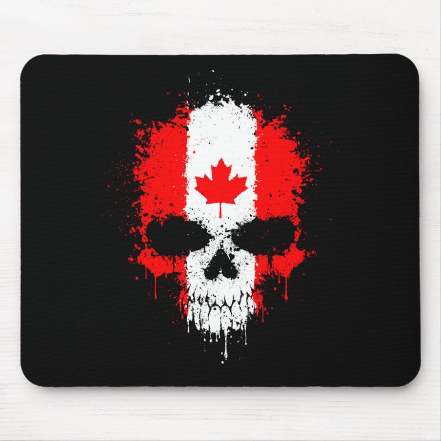 Canada Dripping Splatter Skull Mouse Mat (Front)
