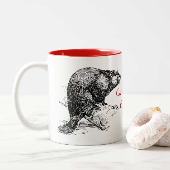 Canada Eh? Beaver Coffee tea cup mug (With Donut)