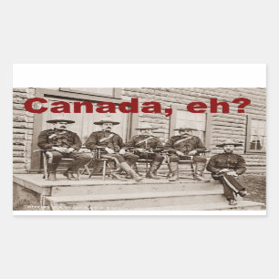 Canada Eh Vintage Mounties Photo Rectangular Sticker