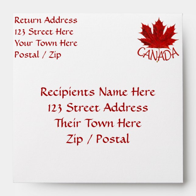 Canada Envelopes Personalised Canada Flag Envelope (Front)