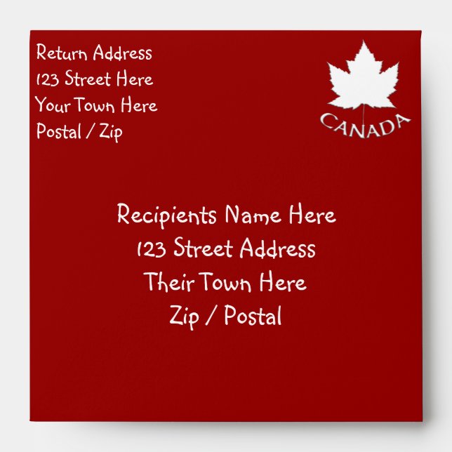 Canada Envelopes Personalised Canada Flag Envelope (Front)
