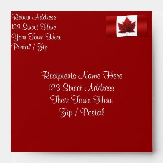 Canada Envelopes Personalised Canada Flag Envelope (Front)