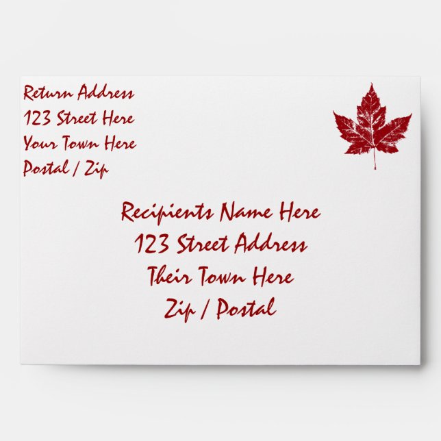 Canada Envelopes Personalised Cool Canada Envelope (Front)