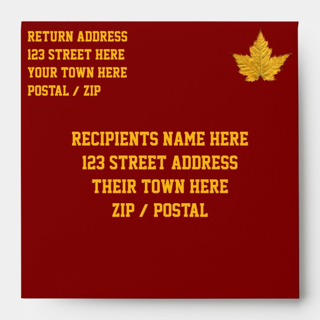 Canada Envelopes Personalised Gold Medal Envelope (Front)