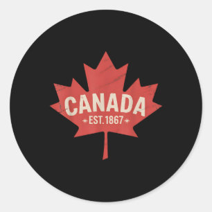 Canada Est. 1867 Retro Maple Leaf Vintage Canada D Classic Round Sticker
