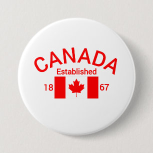 Canada Est. 1867 with Canadian flag (Red) - Canad 7.5 Cm Round Badge