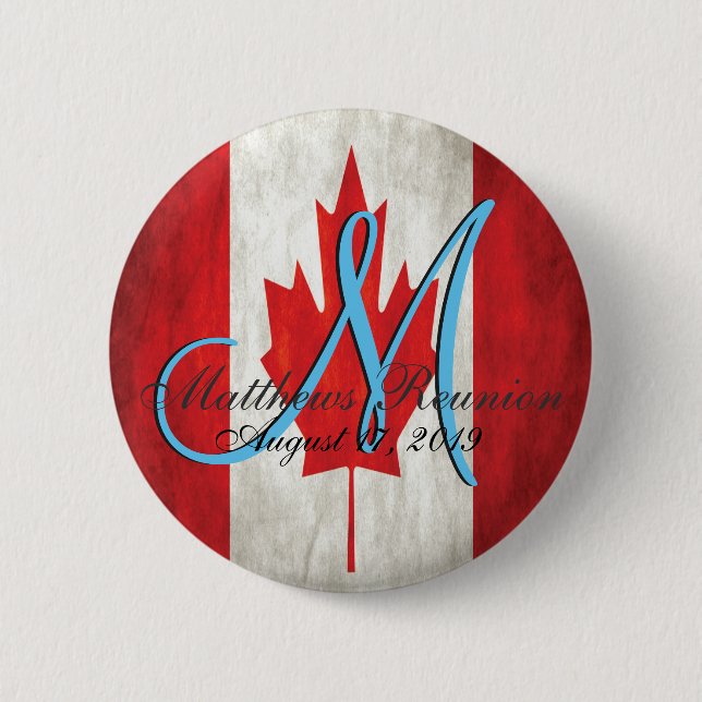 Canada Family Reunion Monogram 6 Cm Round Badge (Front)