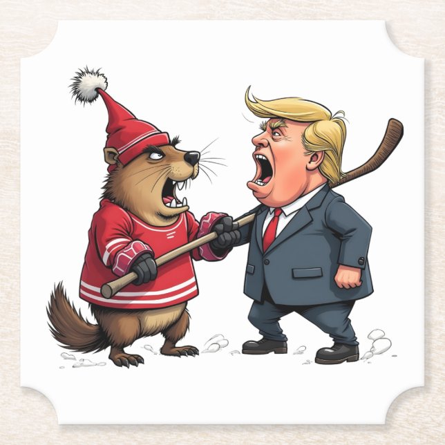 Canada fighting Trump Paper Coaster (Front)
