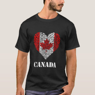 Canada Fingerprint Heart Canadian Flag Canadian Ro T-Shirt