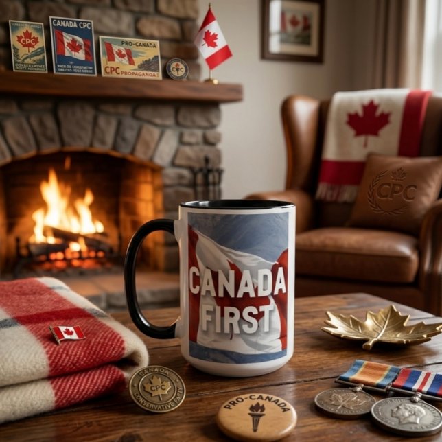 Canada first. Conservative Party Canada message.  Mug (Creator Uploaded)