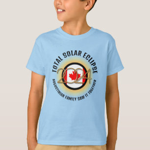 CANADA Flag 2024 TOTAL SOLAR ECLIPSE Blue Kids T-Shirt
