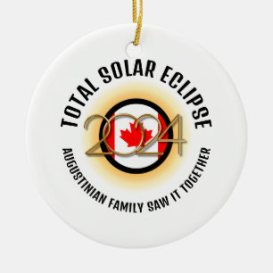 CANADA Flag 2024 TOTAL SOLAR ECLIPSE Souvenir Ceramic Tree Decoration