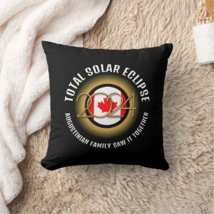 CANADA Flag 2024 TOTAL SOLAR ECLIPSE Souvenir Cushion