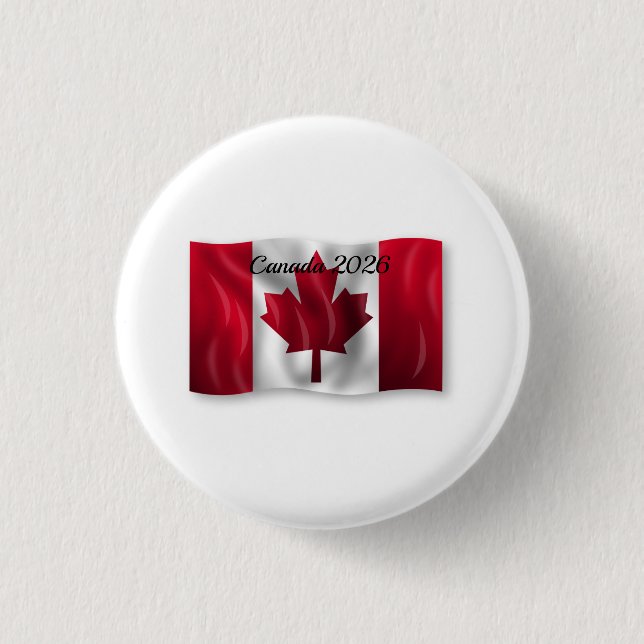 Canada Flag  3 Cm Round Badge (Front)
