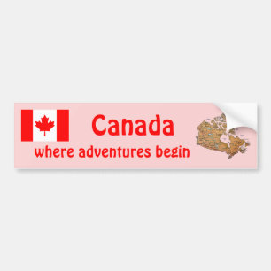 Canada Flag and Map Bumper Sticker