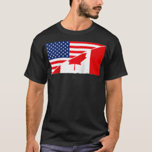 Canada Flag and USA Flag Roots Canadian Ancestry A T-Shirt