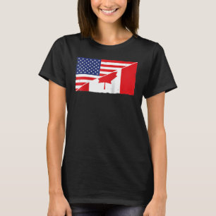 Canada Flag And Usa Flag Roots Canadian Ancestry A T-Shirt