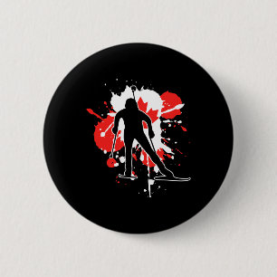 Canada Flag Biathlonist - Canadian Biathlon 1  6 Cm Round Badge
