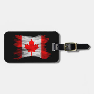 Canada flag brush stroke, national flag luggage tag