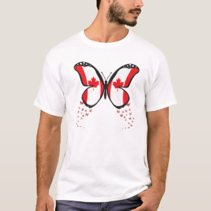 Canada Flag Butterfly Cute Canada Day Girl Gift T-Shirt