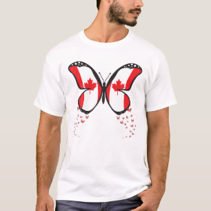 Canada Flag Butterfly Cute Canada Day Girl Gift T-Shirt