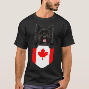 Canada Flag Cairn Terrier Dog In Pocket T-Shirt