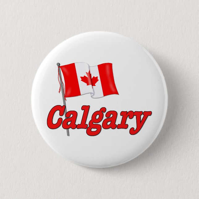 Canada Flag - Calgary 6 Cm Round Badge (Front)