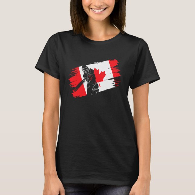 Canada Flag Canada Cricket Fan Player Coach Umpire T-Shirt (Front)