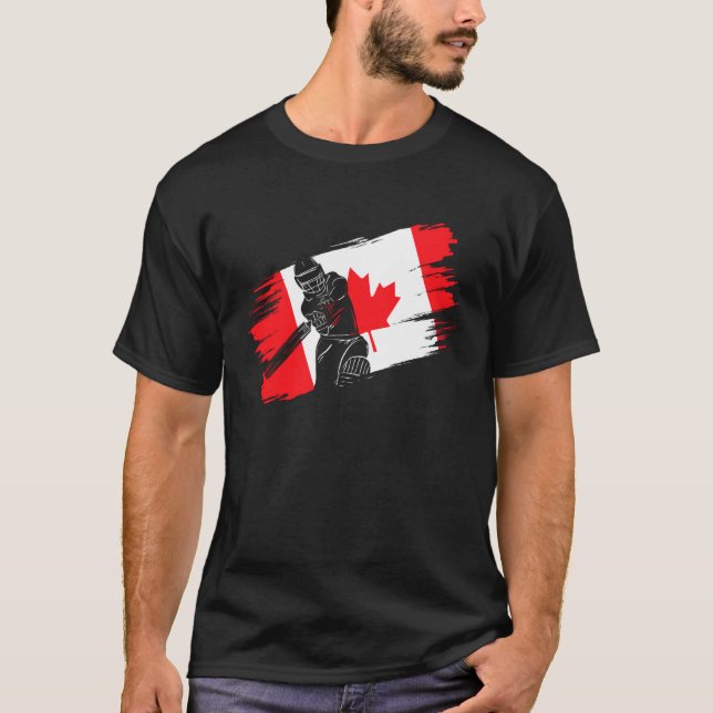 Canada Flag Canada Cricket Fan Player Coach Umpire T-Shirt (Front)