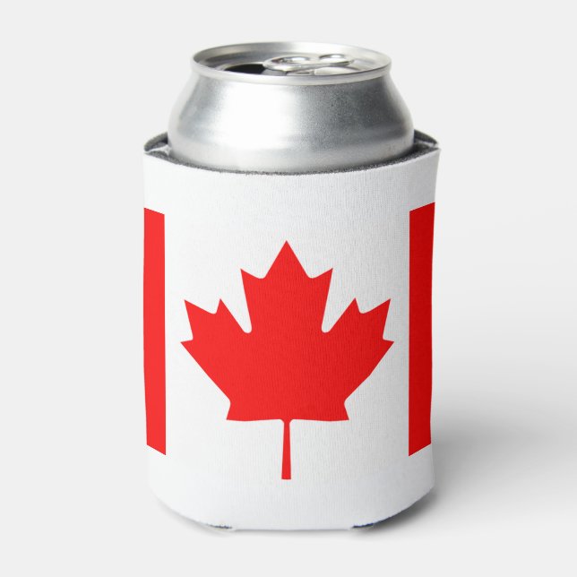 Canada Flag Canadian Colours Red White Can Cooler (Can Front)